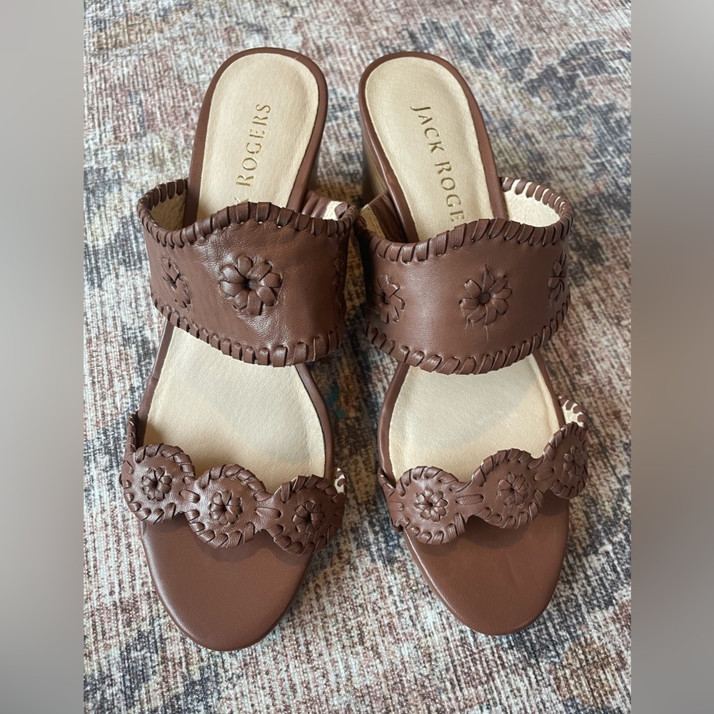 Jack Rogers Leather Wedge Sandals